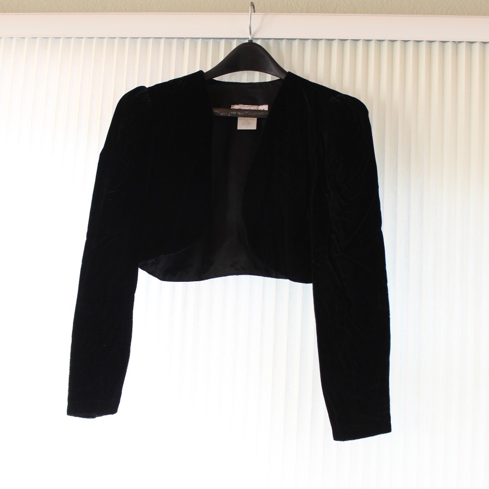 Black Velveteen Crop Jacket for Prom or Evening